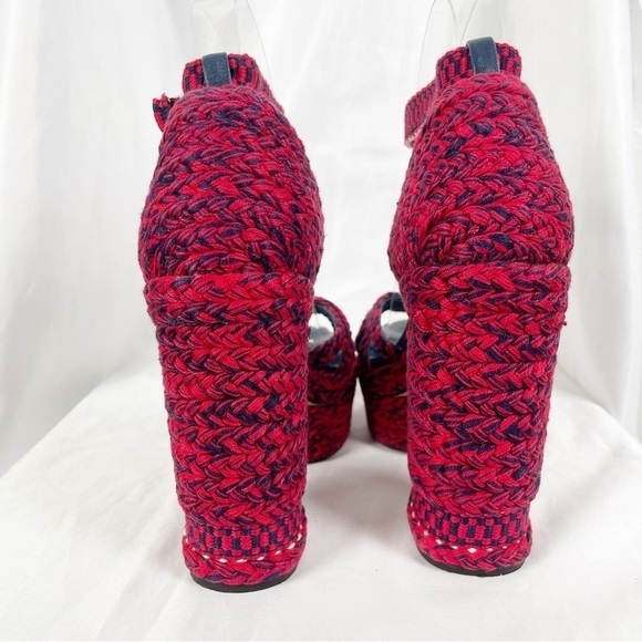 Antolina Aurora Braided Woven Open Toe Platform Heels Sandals Red Casual Summer - Picture 5 of 12